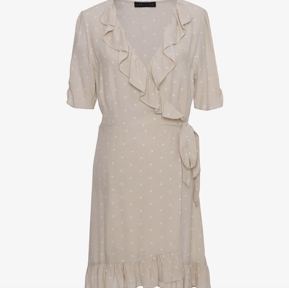 Sanctuary Heart Throb Polka Dot Faux Wrap Dress Women's Ruffle Lined - Picture 3 of 6